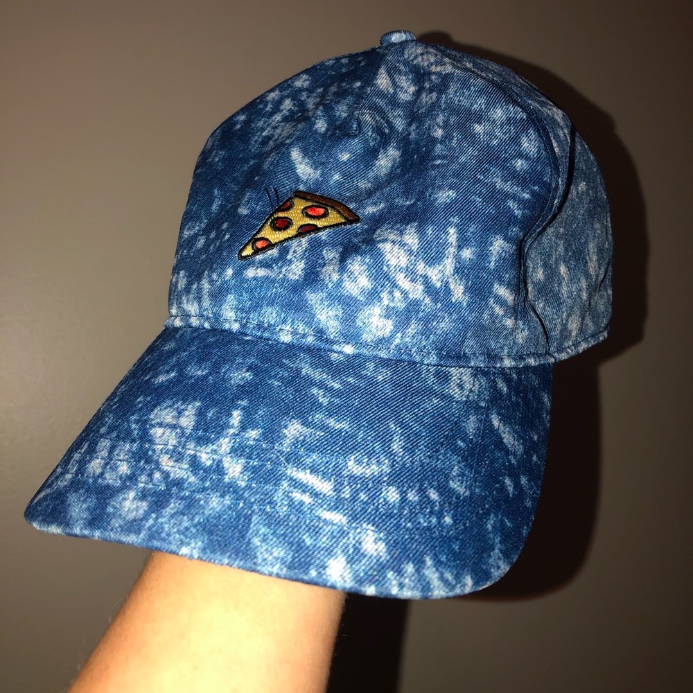 Blue tie dye pizza hat
